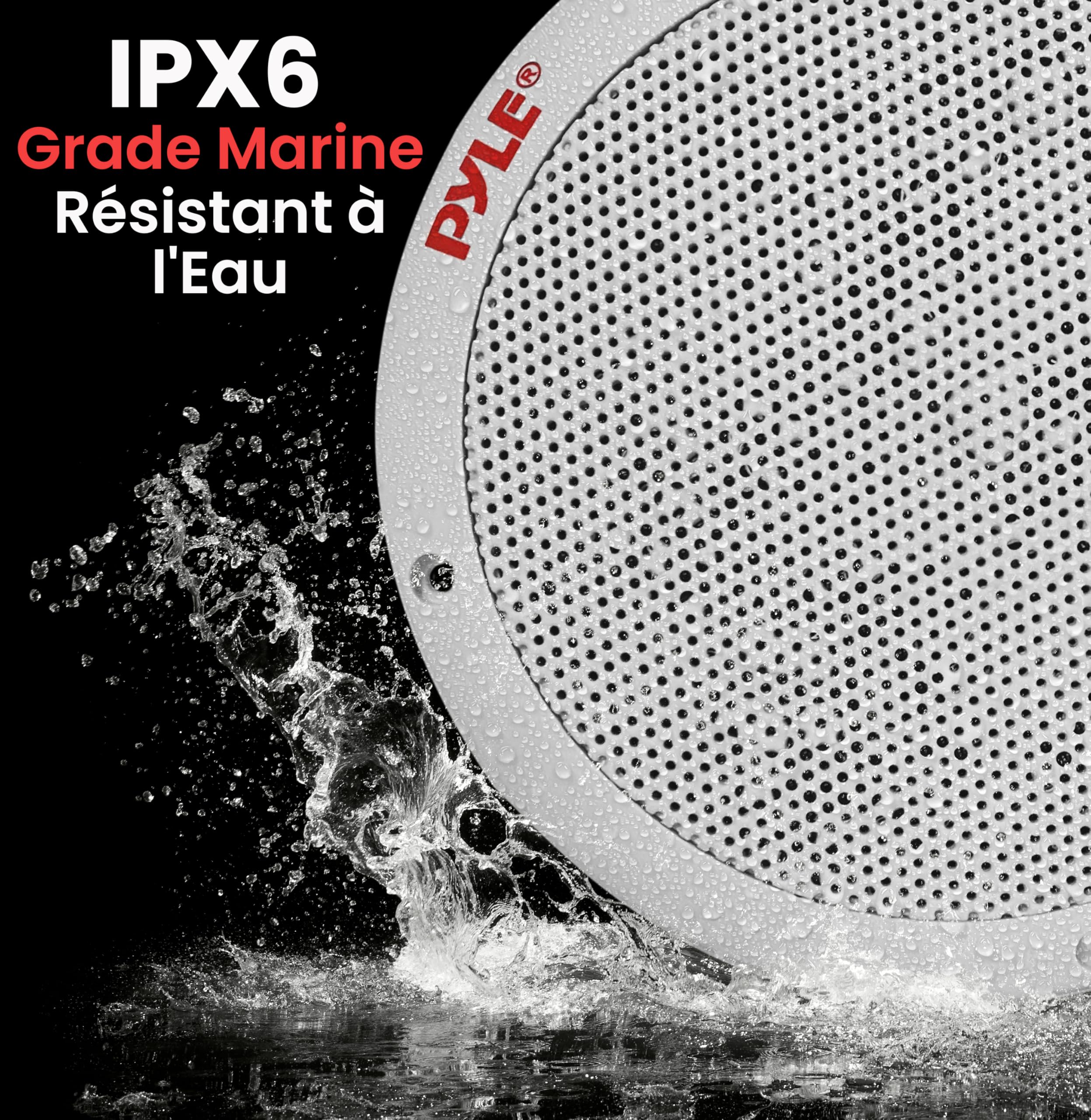 Pyle Haut-Parleur Marin 6,5" Dual – Système Stéréo Extérieur 2 Voies Étanche 400W, Conus Polypropylène Surround Butylcaoutchouc – 1 Paire (Blanc)
