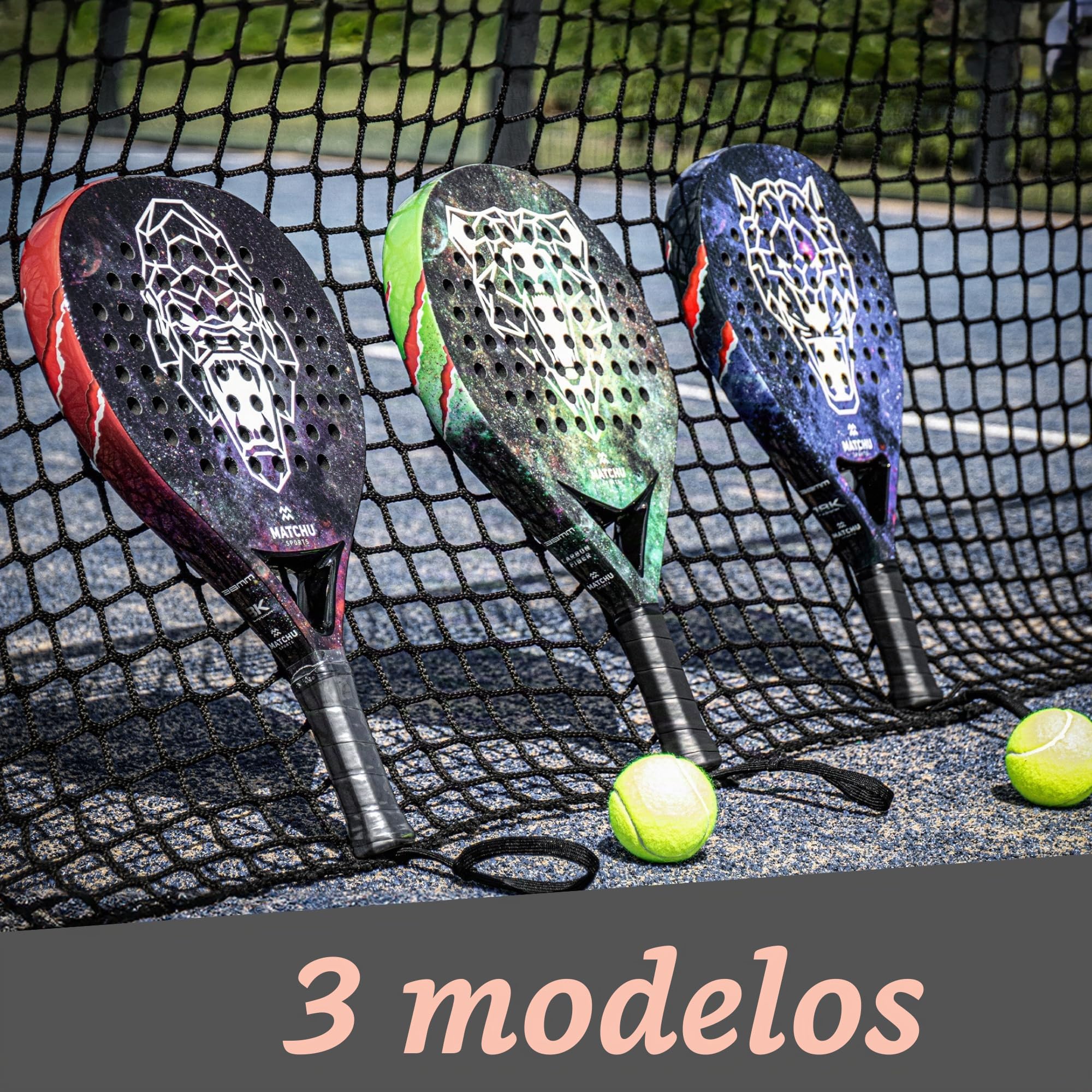 MATCHU - Pala de Pádel + Bolsa de Pádel - (3K/18K) 100% Carbono - Tecnología de Agarre 3D - Niños y Adultos - Principiantes y Jugadores Experimentados