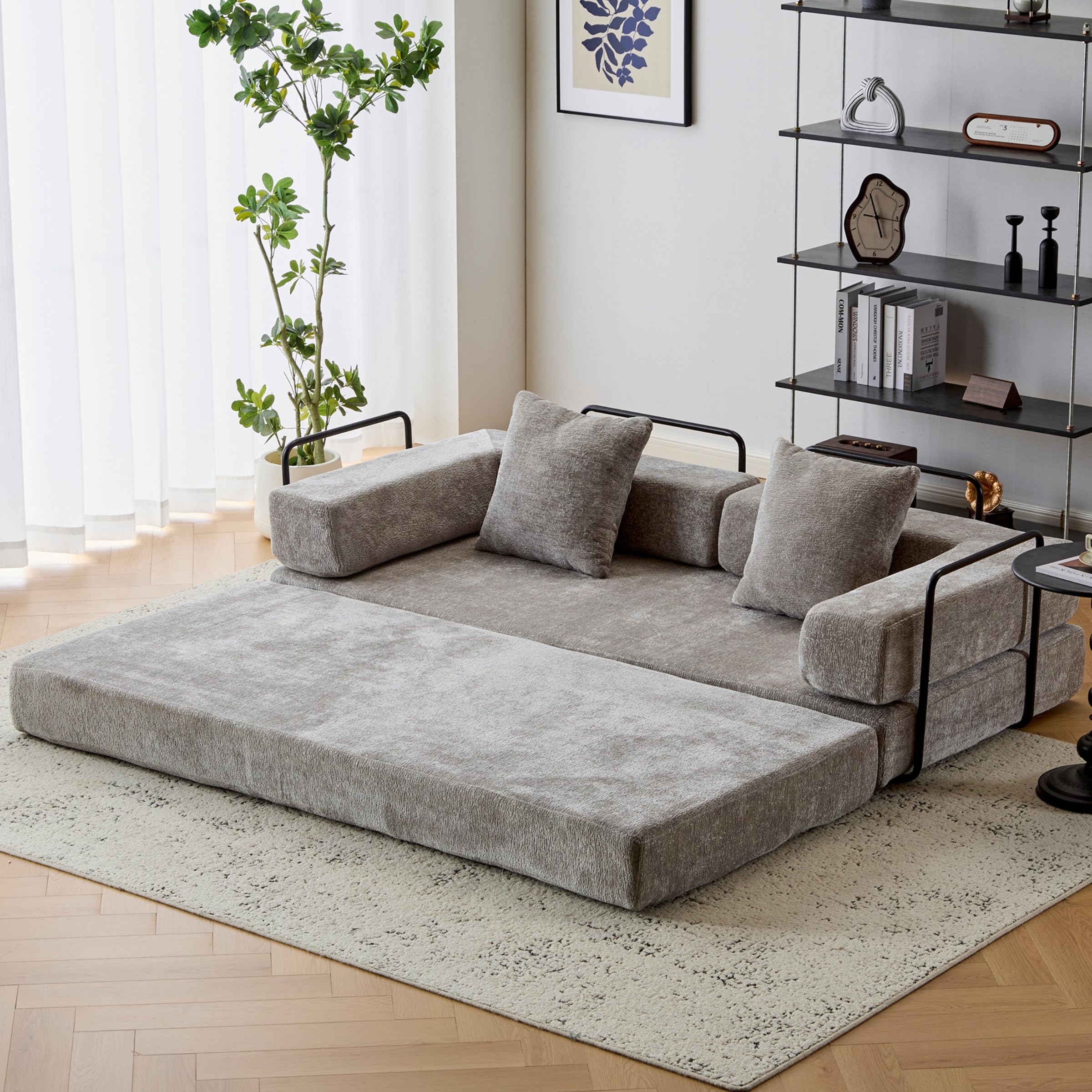 Amazon.com: ZEIINPA Convertible Floor Sofa Bed with Fixed-Shape