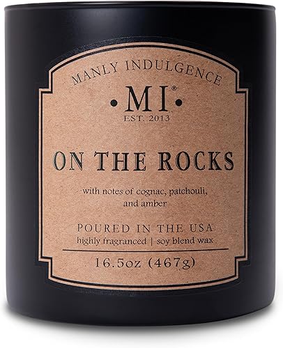 Miniatura 9 de Manly Indulgence On The Rocks Velas perfumadas para hombres, 2 mechas, 16.5 onzas, cera de mezcla de soja premium, 60 horas de combustión, velas