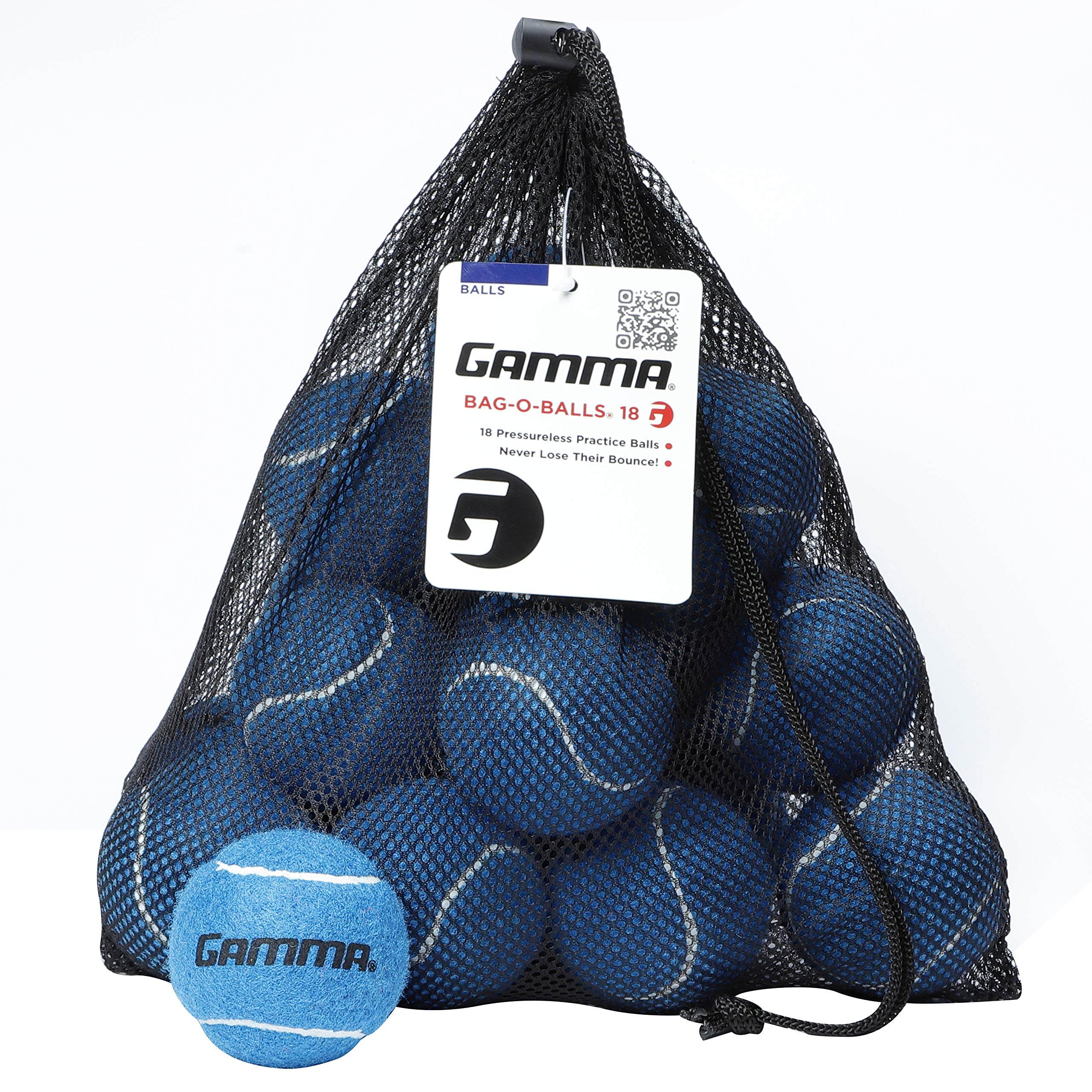 Gamma Bag of Pressureless Tennis Balls 12 or 18 Count, 4 Colors