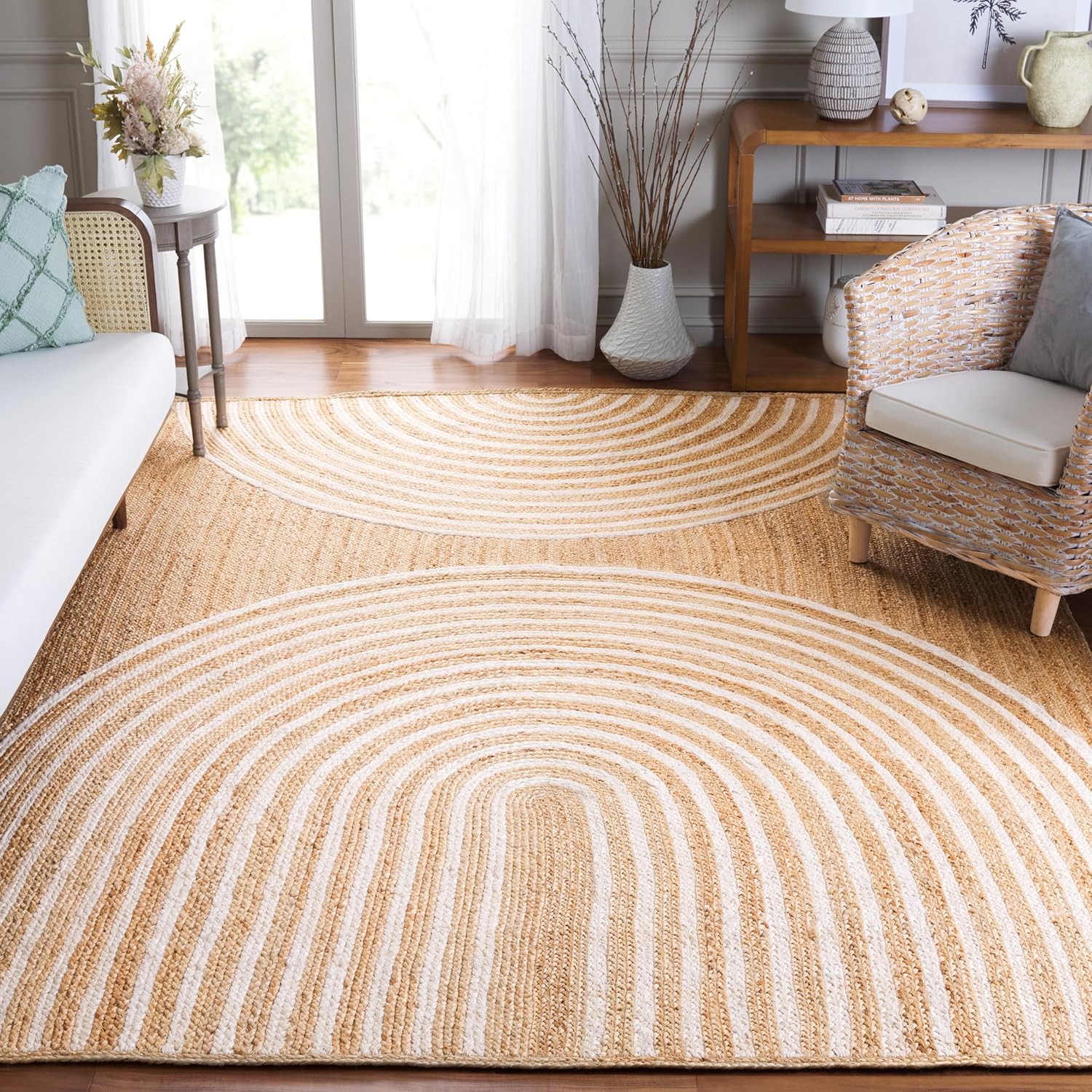 SAFAVIEH Area Rug 8x10 - Natural Fiber Collection - Large - Natural & Ivory, Handmade Jute, Rustic Farmhouse Style, Ideal for Living Room, Bedroom, Dining Space (NF895A)