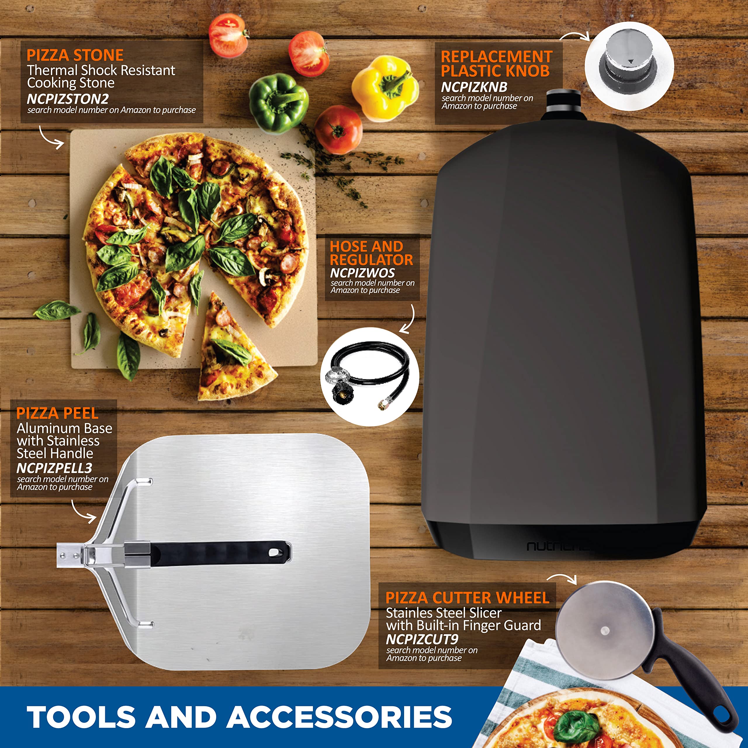 NutriChef Pala de pizza grande de 12 pulgadas – 61 x 30 cm, pala de pizza antiadherente, accesorios para horno de pizza, pala de pizza de acero inoxidable, servidor, espátula, cáscara giratoria con