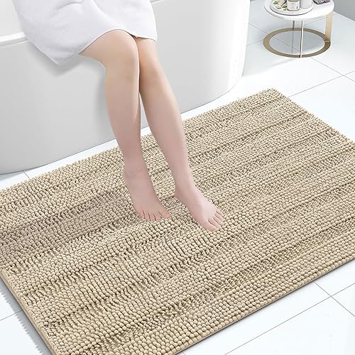 Miniatura 119 de Grandaily - Alfombras de baño de felpilla a rayas, extragruesas y absorbentes, antideslizantes, con fibras largas y suaves, lavables a máquina, para