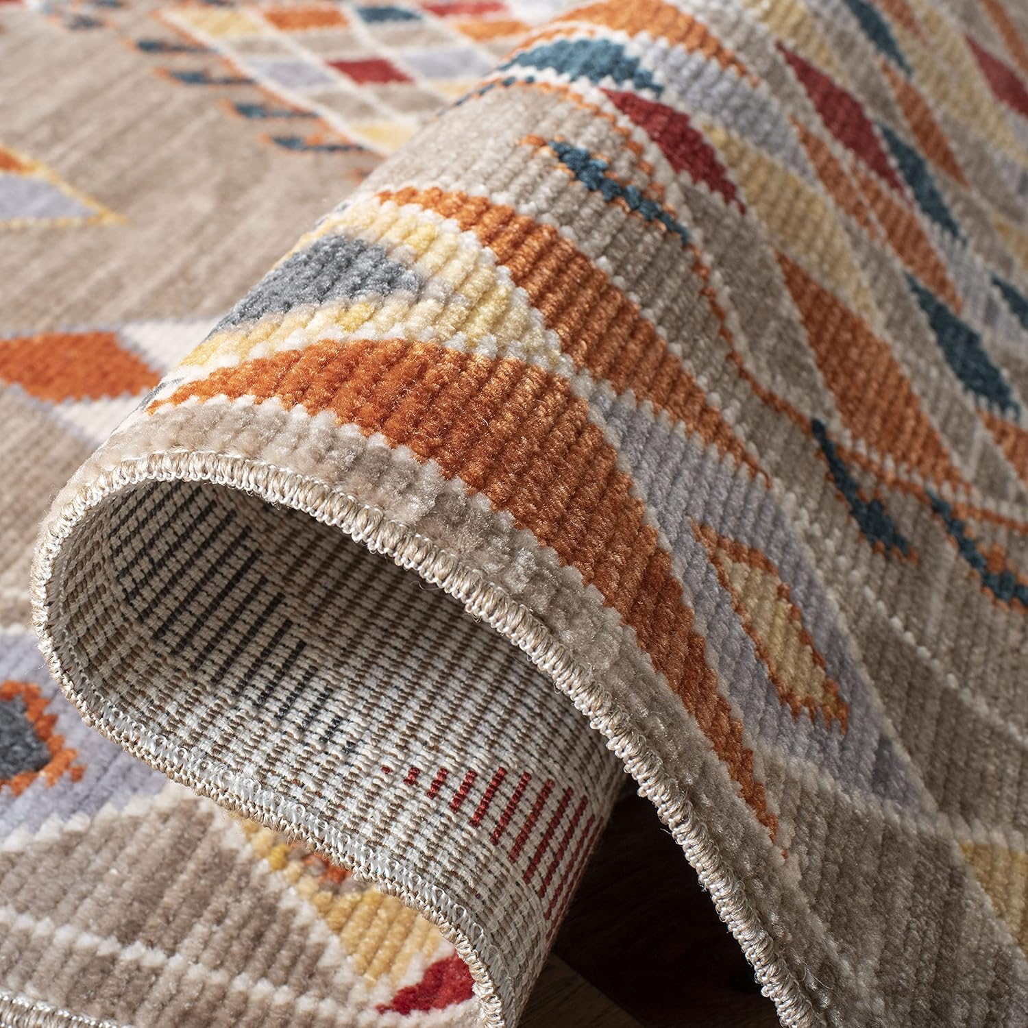 SAFAVIEH Farmhouse Collection Runner Rug - 2'1" x 8', Taupe & Navy, Boho Moroccan Tribal Tassel Design, Non-Shedding & Easy Care, Ideal for High Traffic Areas in Living Room, Bedroom (FMH852E)