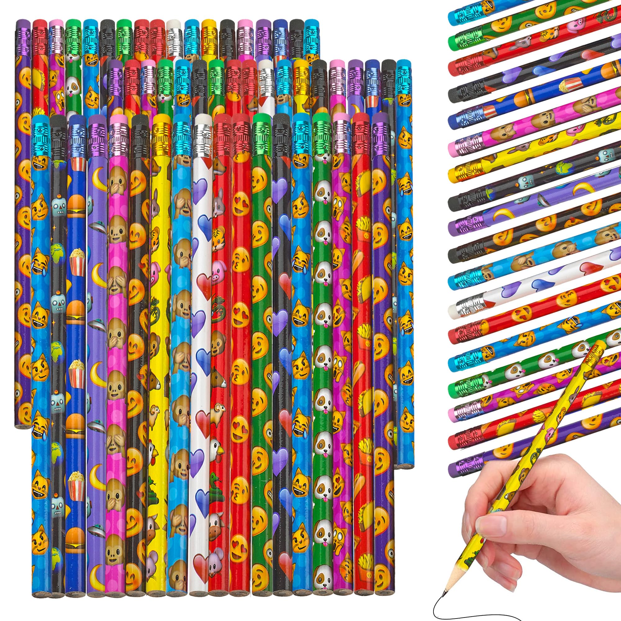 Playbees Emoticon Pencils for Kids, Fun Bulk School Supplies Set, 72 Pack