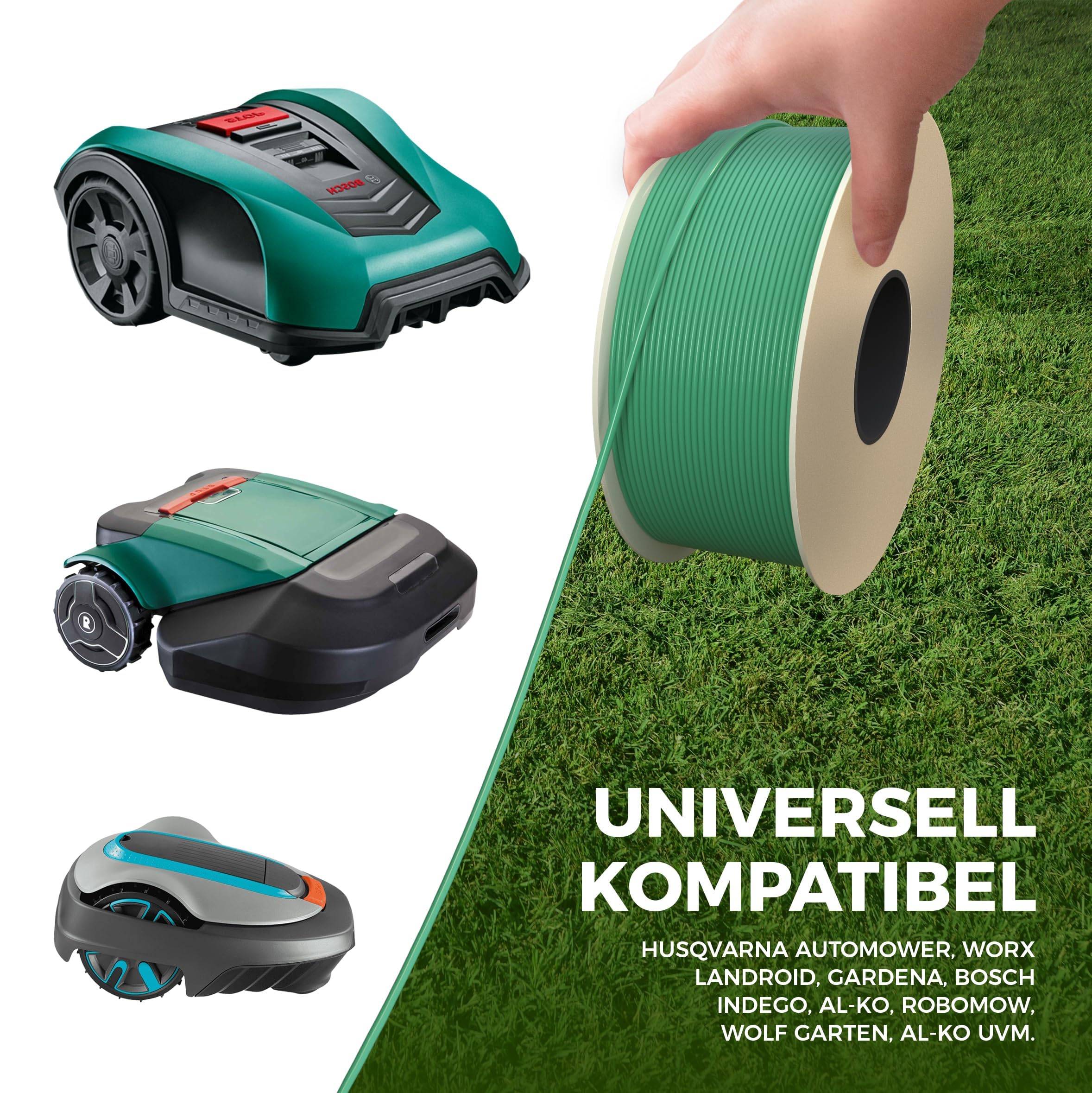 Kabel ograniczający do robota kosiarki, kompatybilny z uniwersalnym przewodem granicznym z miedzi o jakości miedzianej, kabel do kosiarki Husqvarna, Gardena, Bosch, Worx itp. Ø2,7 mm, 800 m