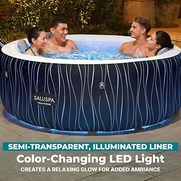 Bestway SaluSpa Hollywood Luxe 4 to 6 Person Inflatable Hot Tub, Round Energy-Efficient Portable Outdoor Spa with 140 AirJets, 77 x 26