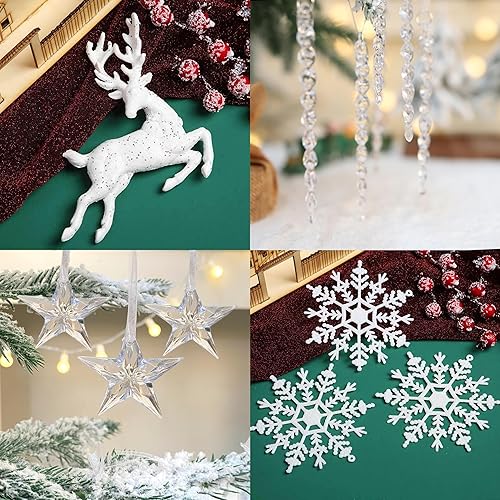 31 adornos de cristal para árbol de Navidad, adornos de Navidad para árbol de Navidad, suministros de fiesta de invierno y Año Nuevo (juego de 31