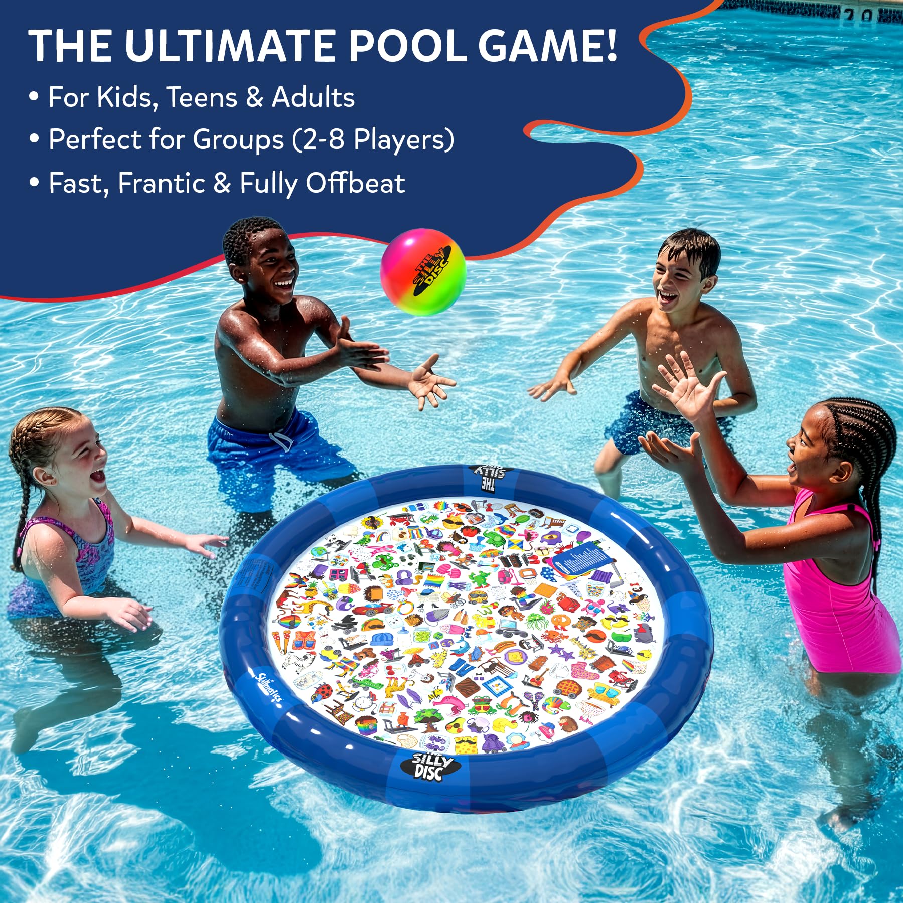 Skillmatics The Silly Disc – Pool Party Game for Kids, Teens & Adults, Funny Spot & Shout Game, Swimming Pool Toy, Outdoor Family Activity, Summer Game, Hilarious Gift for Ages 8, 9, 10 & Up