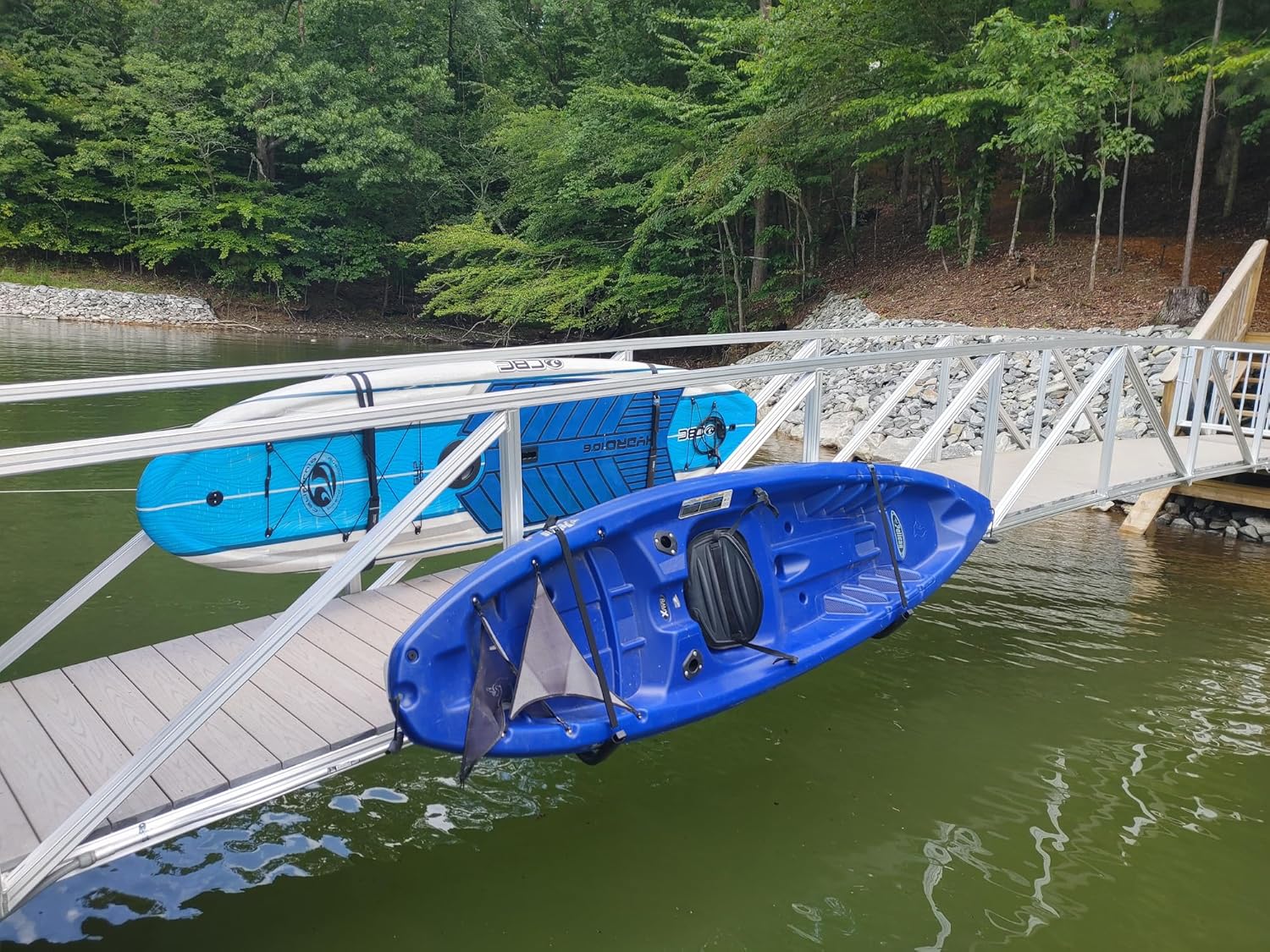Kayak Dock Storage & Organizer - No Drill Easy Install - Heavy Duty, UV & Rust Resistant - Durable Kayak Holder - Made in USA- Fits a 2" Square Post