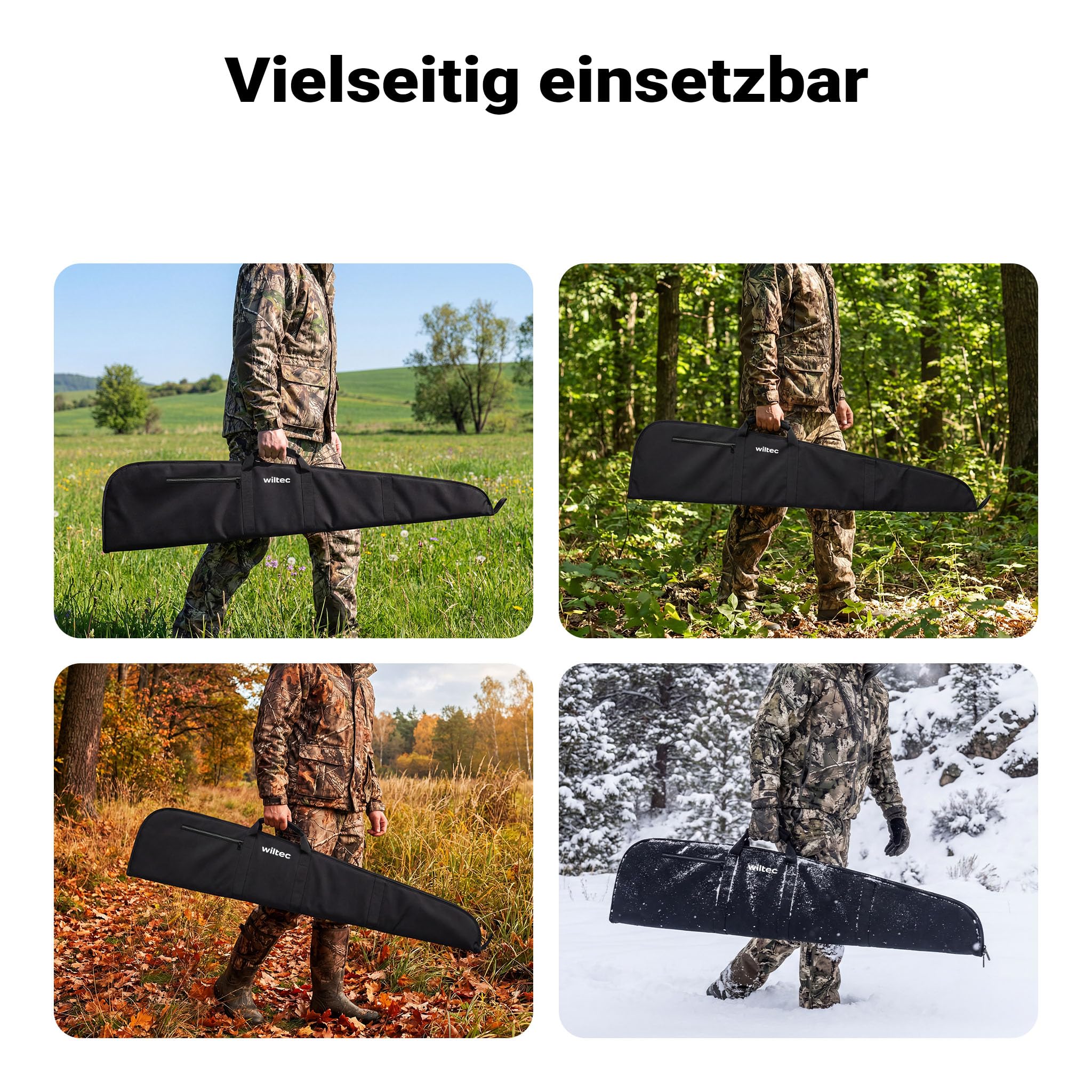 Wiltec Wasserabweisende Gewehrtasche mit Polsterung, Gewehrfutteral mit Reißverschluss, Waffentasche mit robustem Außenmaterial