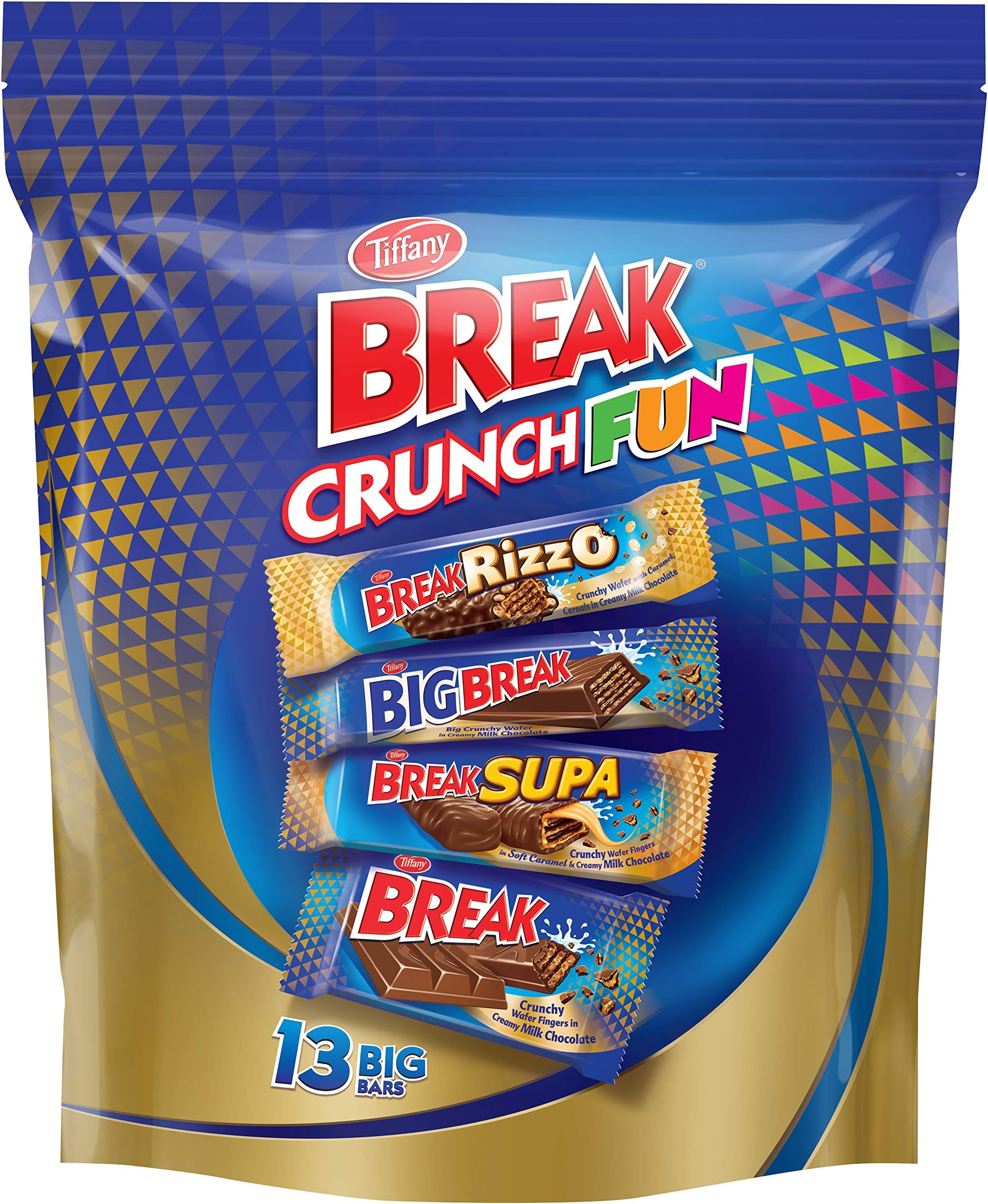 Tiffany Break, Crunch Fun, Assorted Crunchy Wafer Fingers in Creamy Milk Chocolate Mix, 313.5g