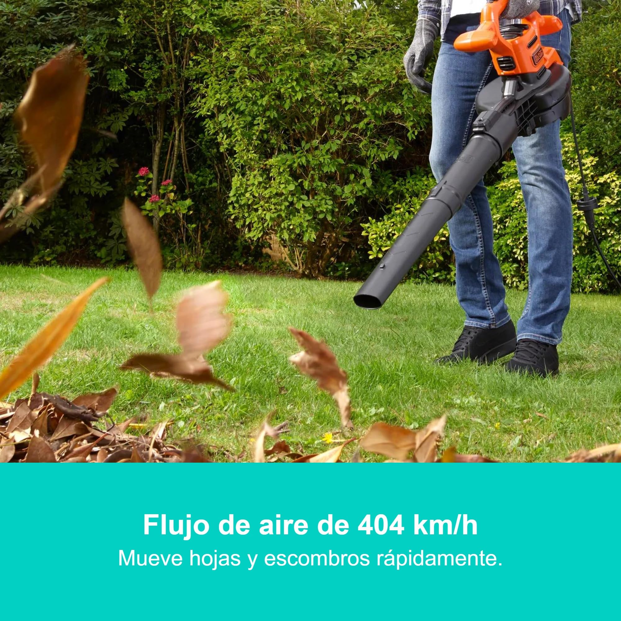 Black+Decker Soplador, Aspirador y triturador de Hojas 3 en 1 de 3000 W, BEBLV300SB-QS