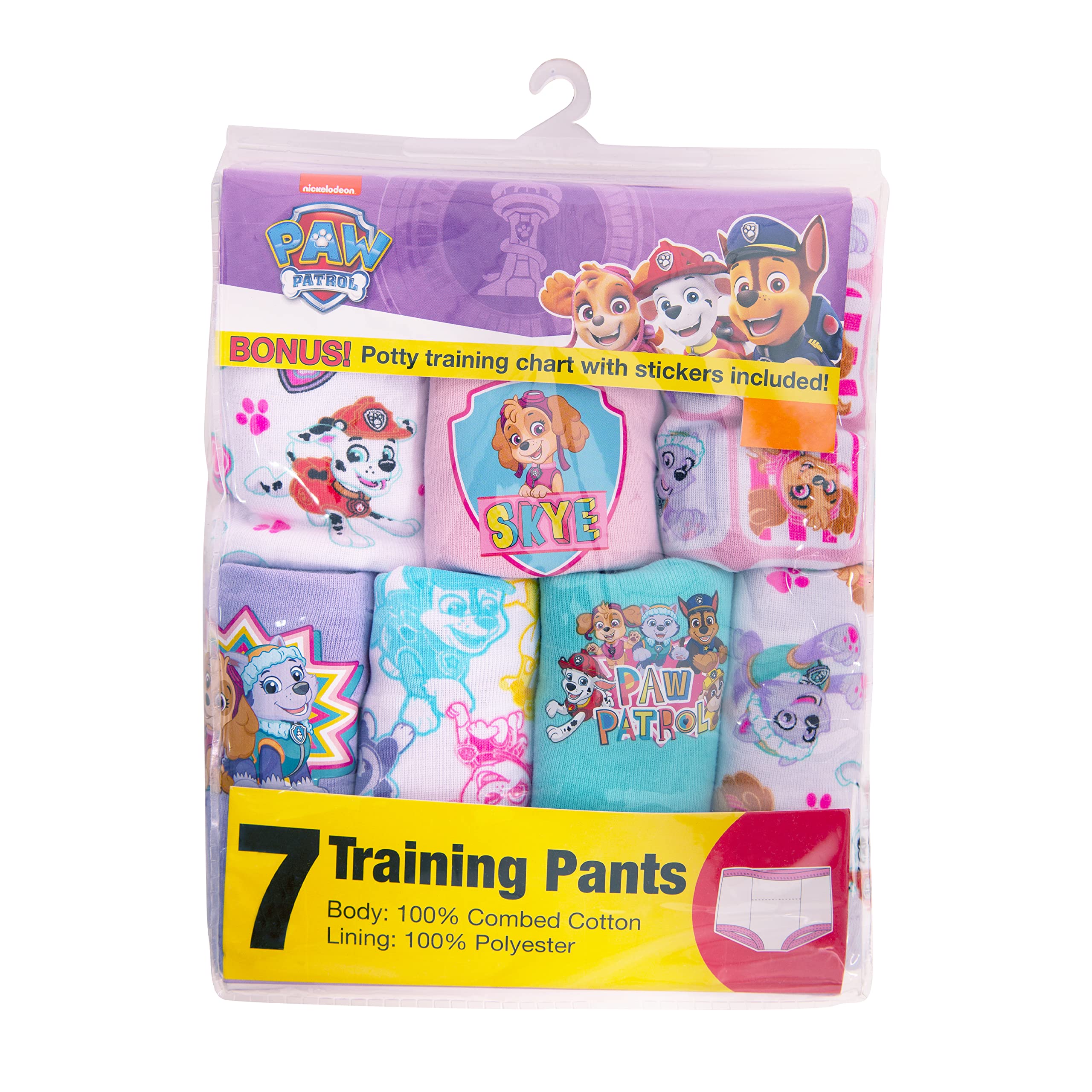 Paw Patrol Spodnie dziewczęce wielopak bielizna treningowa dla niemowląt i małych dzieci, Pawgtraining7pk, 3 Lat