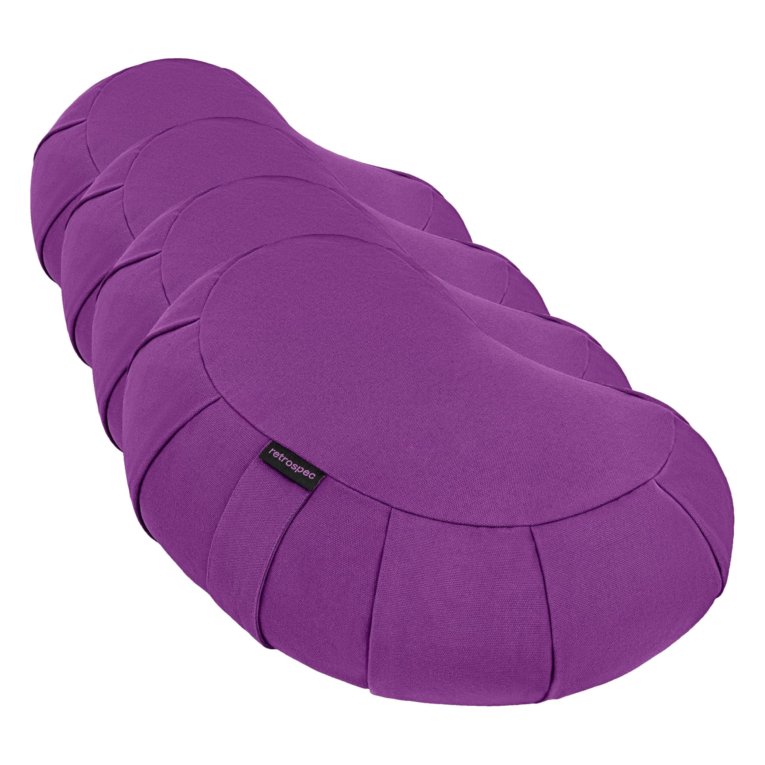 Retrospec Sedona Zafu Meditation Cushion Filled w/Buckwheat Hulls - Yoga Pillow for Meditation Practices - Machine Washable 100% Cotton Cover &amp; Durable Carry Handle Round &amp; Crescent, 1 Ct (Pack of 4)