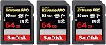 SanDisk 64GB Extreme PRO SDXC UHS-I Card - C10, U3, V30, 4K UHD, SD Card - SDSDXXY-064G-GN4IN