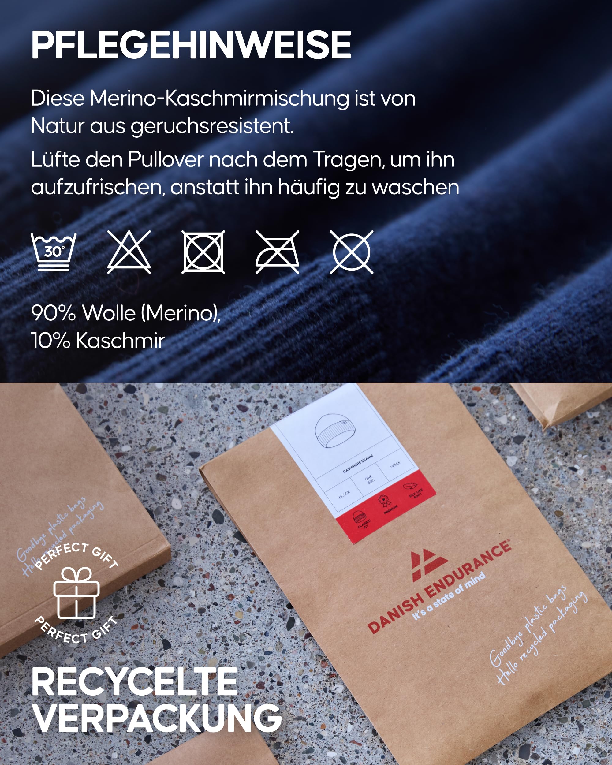 DANISH ENDURANCE Merinowolle Pullover mit Kaschmir, Premium Strickpullover Damen mit Stehkragen, Luxuriös & Weich, Wollpullover Damen