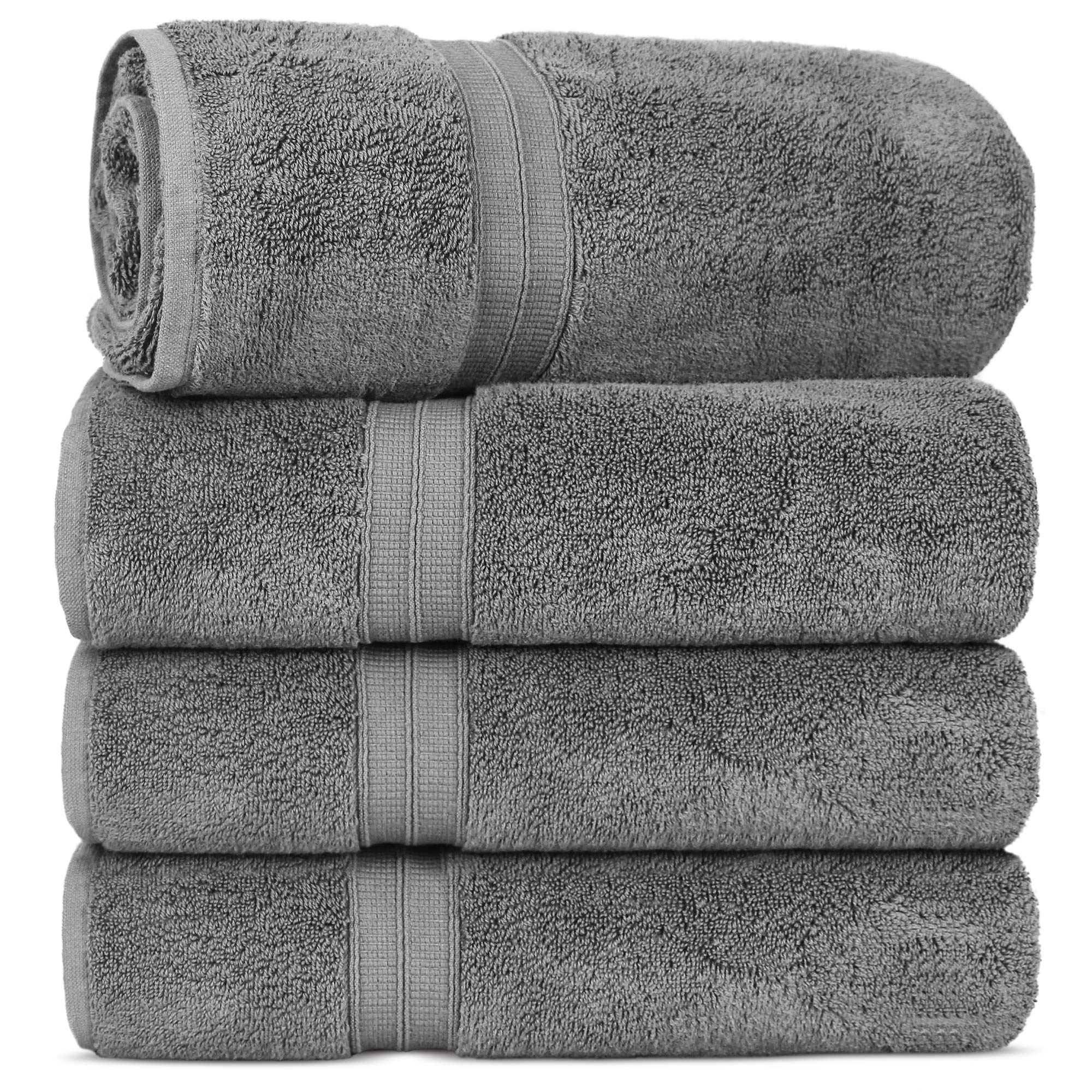 Towel Bazaar Asciugamani turchi in cotone morbido e assorbente (grigio, 4 pezzi)