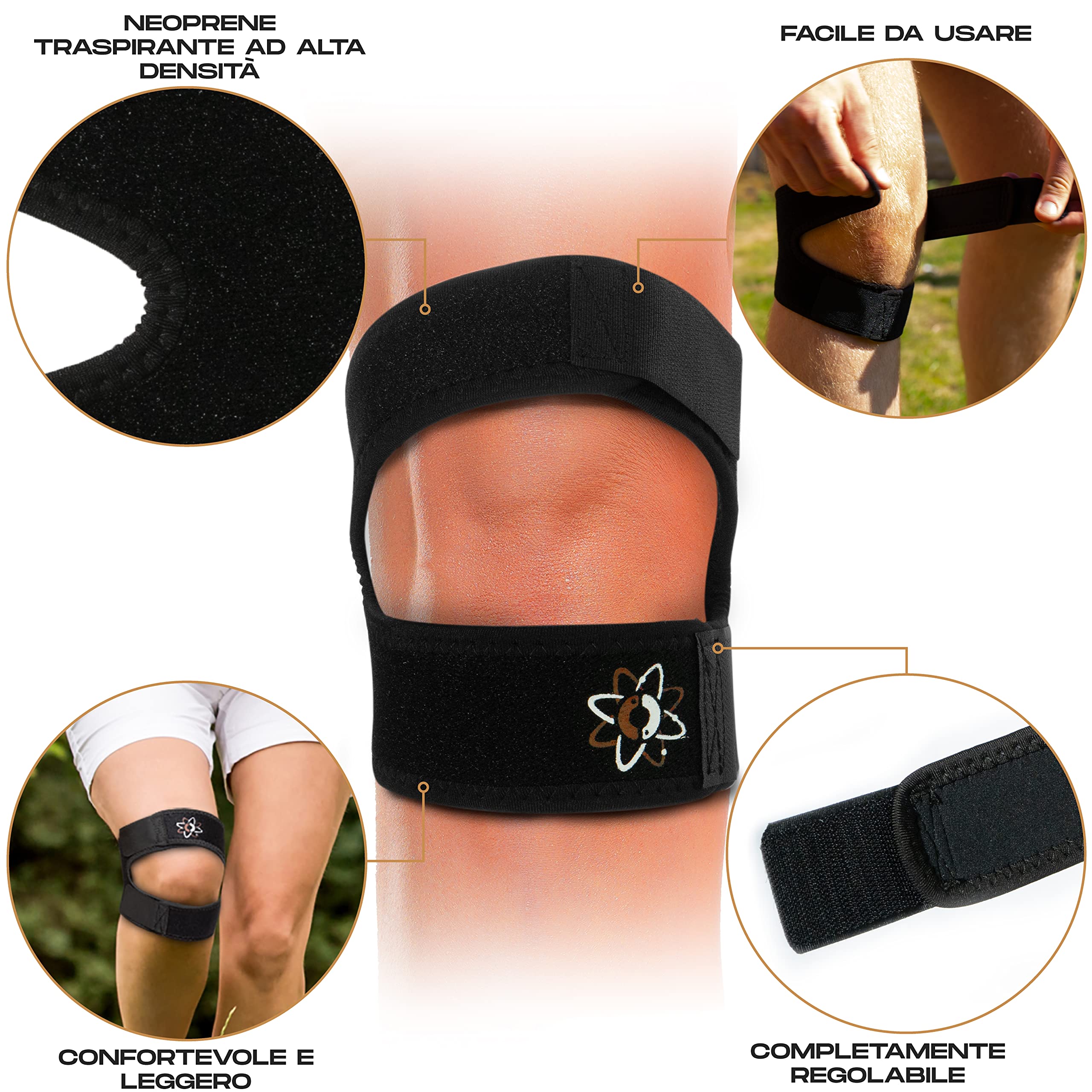 Ginocchiera Rotulea - Tutore Ginocchio - Recupero Veloce Fascia Ginocchio Rotuleo - Fascia Elastica Ginocchio Palestra - Tutore Ginocchio Rotula per Sport, Padel, Calcio, Bodybuilding