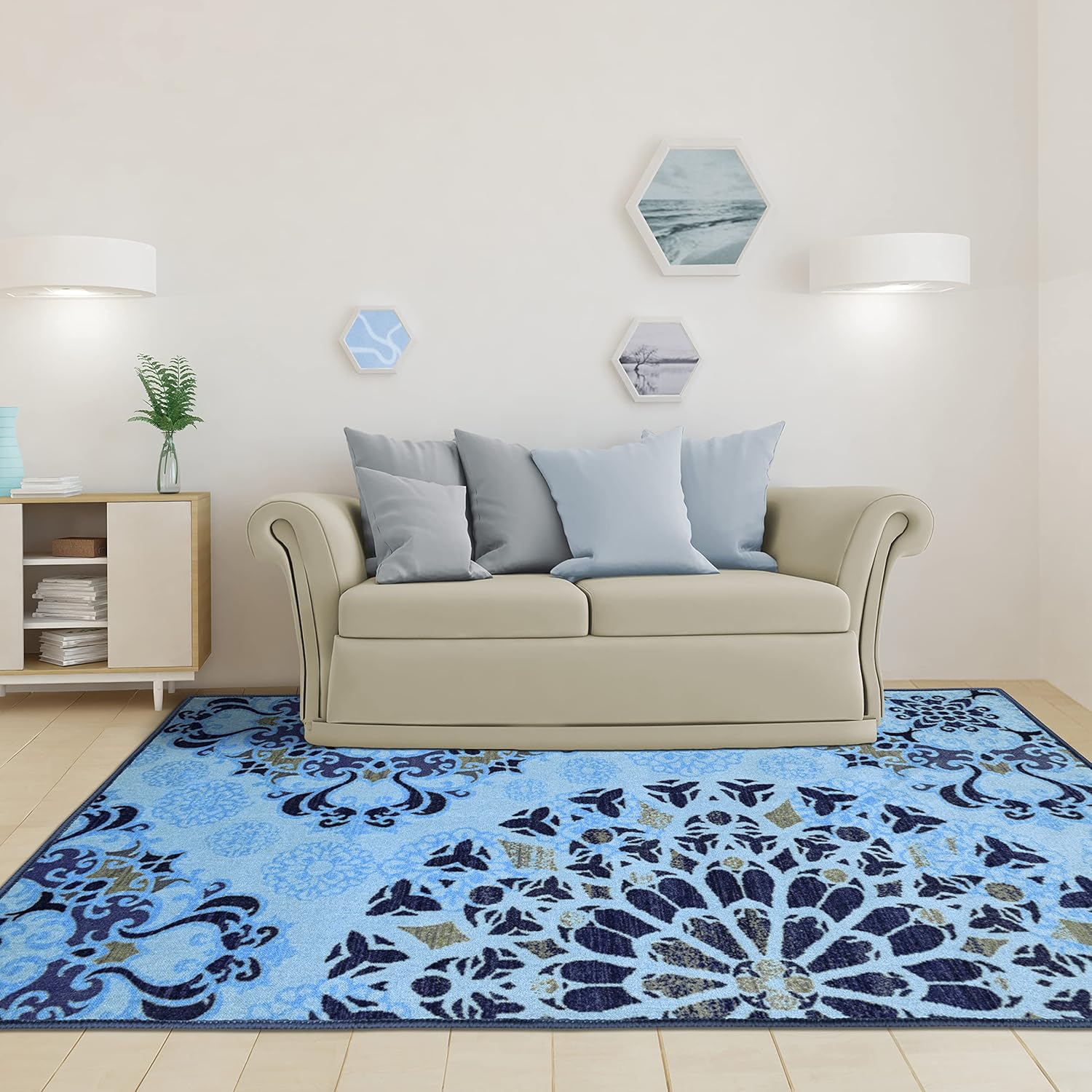 SUPERIOR Designer Thalia Modern Medallion Indoor Washable Area Rug