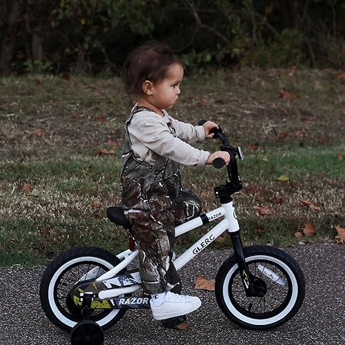 Miniatura 9 de Glerc Bicicleta para niños de 1 a 8 años, bicicleta para niños de 12 a 16 pulgadas, estilo BMX, con ruedas de entrenamiento, bicicleta para niños y