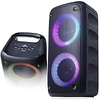Caixa de Som Bluetooth Grasep Amplificada P2 FM Torre Painel Led RGB Aux P10 Microfone 2 Alto Falante