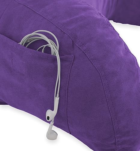 Miniatura 2 de Almohada con respaldo de microsuede para cama, color negro. La mejor almohada con respaldo para cama con apoya brazos para leer en la cama