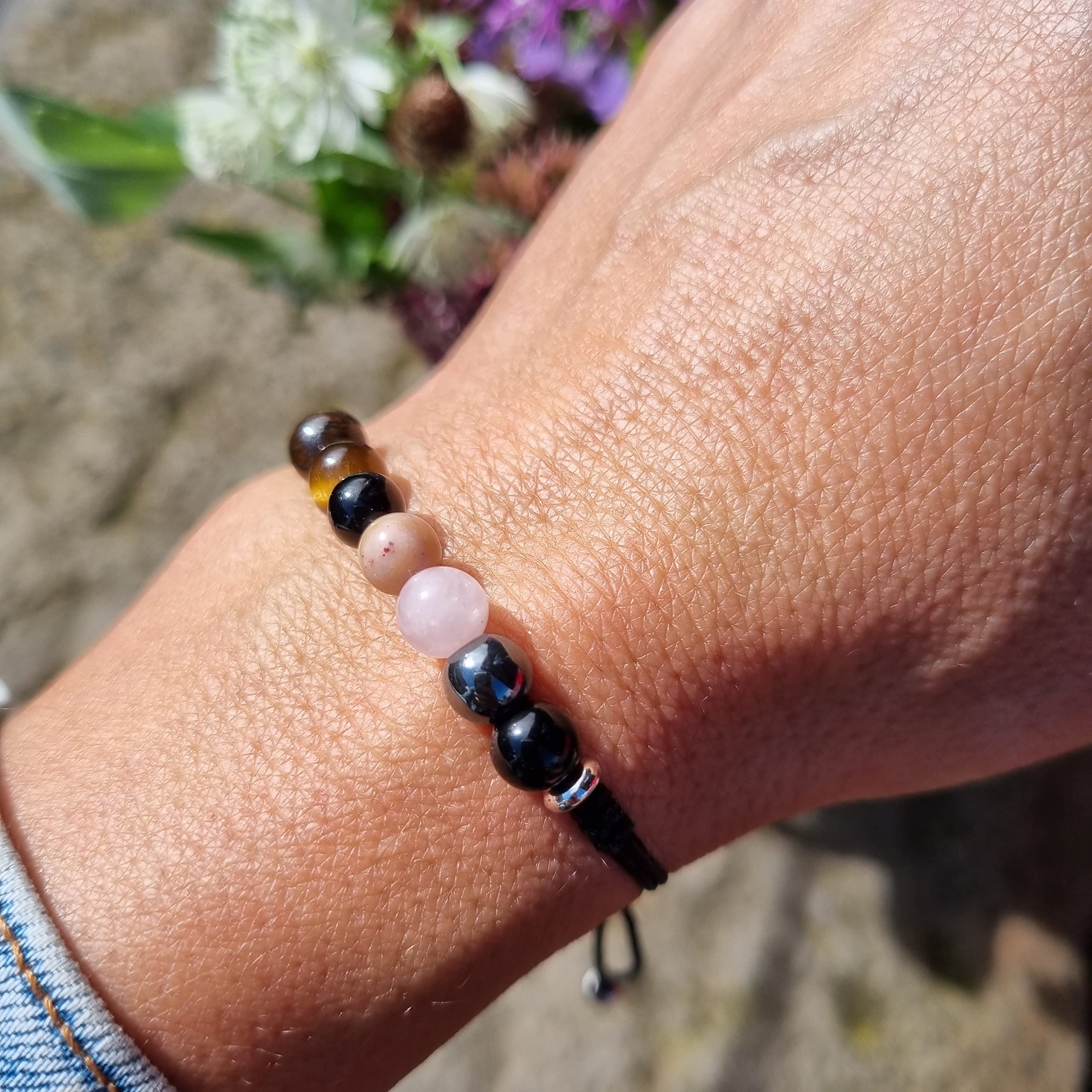 Pulsera PROTECCIÓN super 8, turmalina negra, broncita,cuarzo8 piedras semipreciosas, potenente talismán protector, amuleto de sabiduria