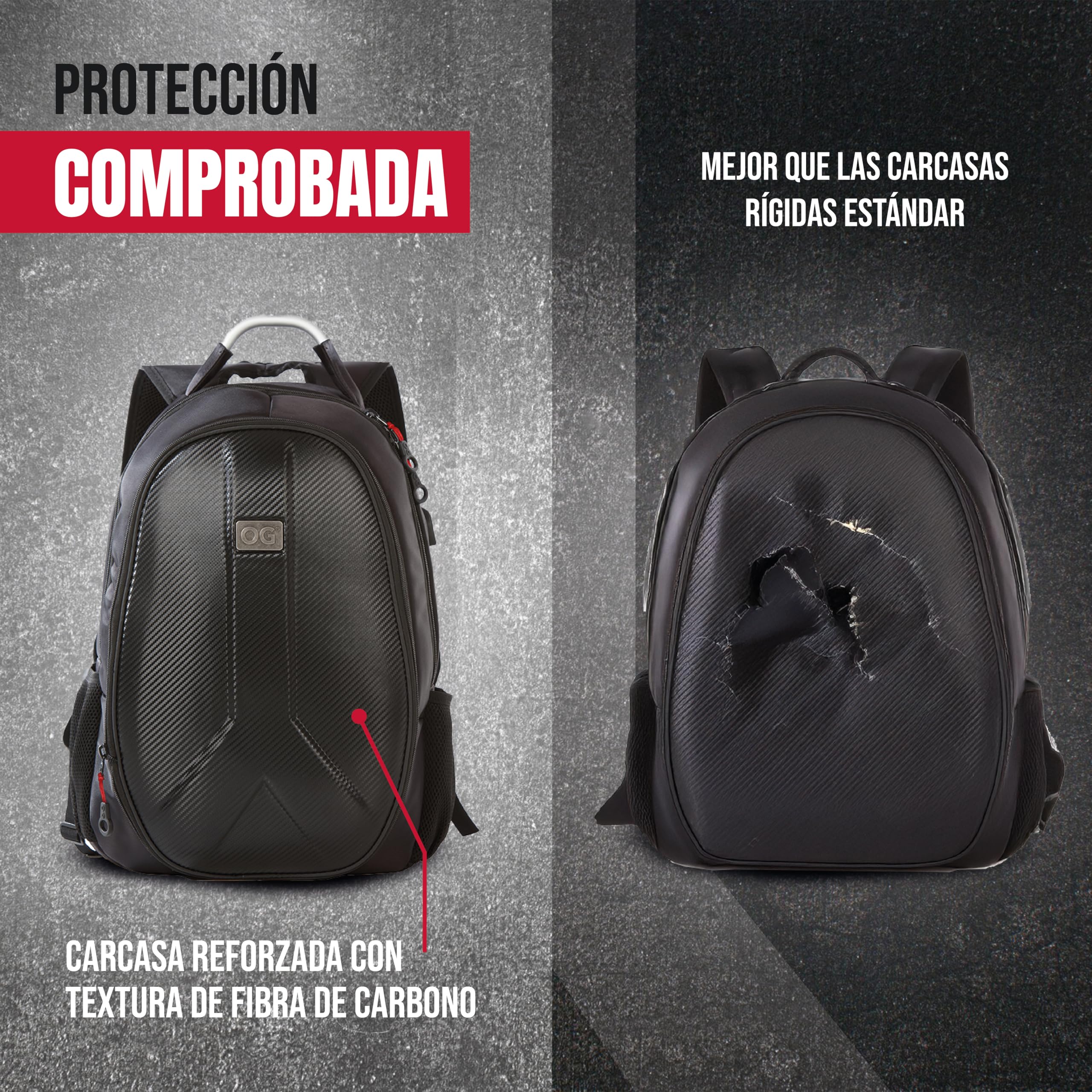 GetAway Mochila para Moto Impermeable de Carcasa Rígida 2 Cascos 35-45L | Mochila ampliable de con compartimento para portátil, sistema antirrobo, correa para casco y detalles reflectantes.