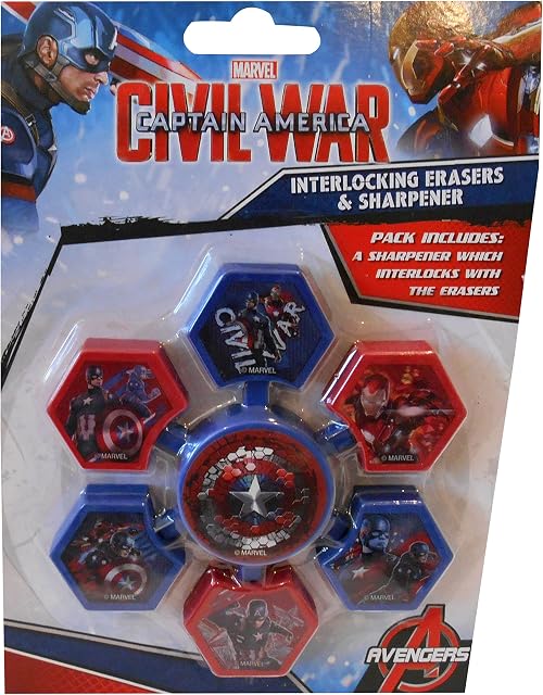 Anker Captain America Interlocking Erasers, Assorted, 29.7x21x2 cm