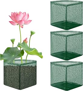 EBaokuup 4 Pcs Aquatic Pond Planting Bags, 7" Reusable Mesh Water Garden Pond Plant Pot, Breathable Green Square Lily Plant Pots for Pond Bog Plant Garden Terrestrial Plant
