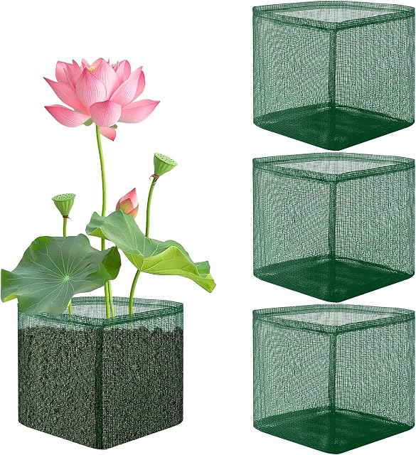 EBaokuup 4 Sacs de plantation d'étangs aquatiques Pcs, 7" Pot de plantes à mailles réutilisables, pot de plantes lys de la place verte respirant pour jardin de plantes de tourbières d'étang Plante terrestre