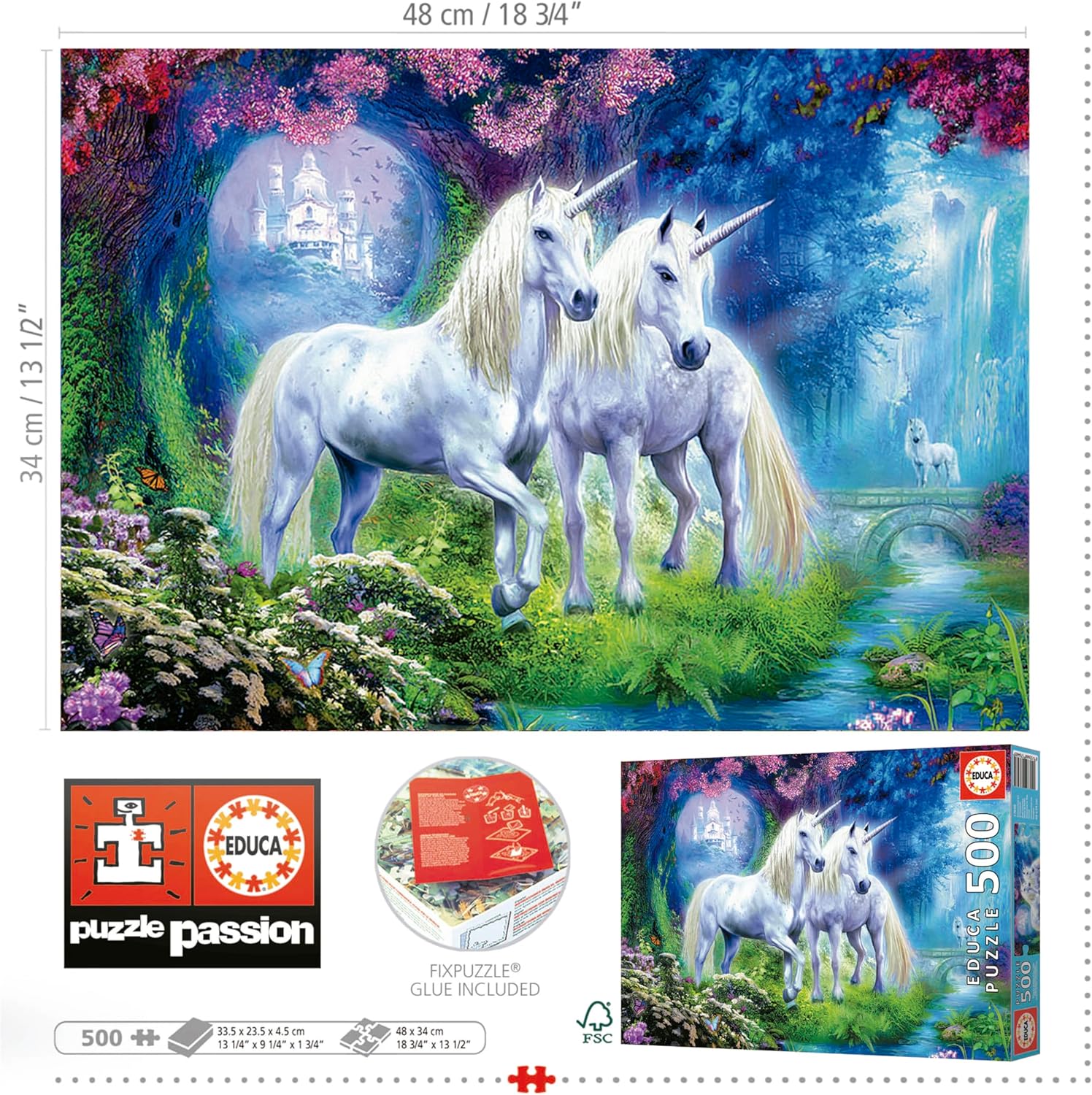Educa - Unicorns in The Forest 500 Pieces (17648)