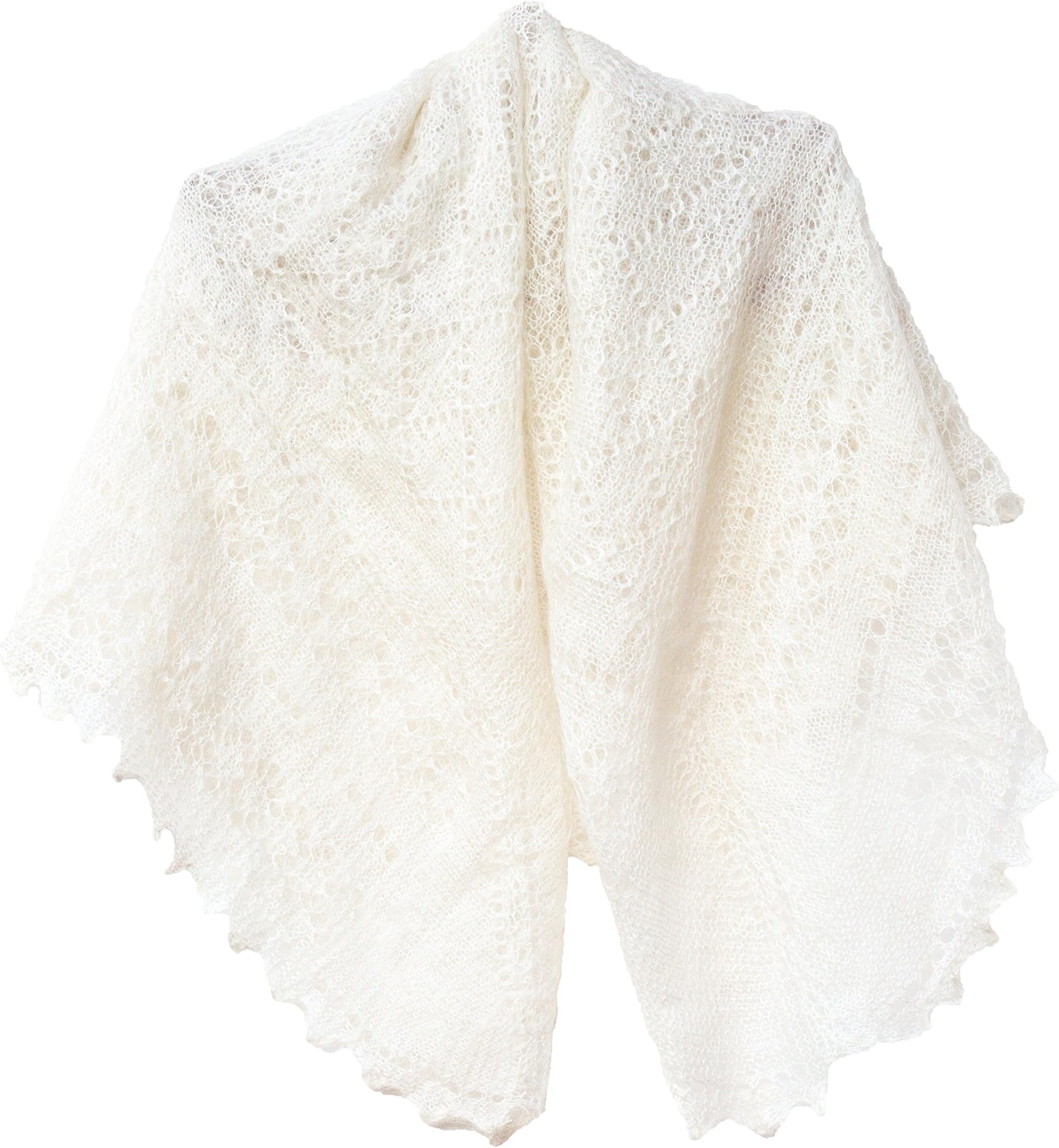 FedelkeaVictorian Lace Bridal Orenburg Crochet Shawl Winter Wedding 47x47 Inch