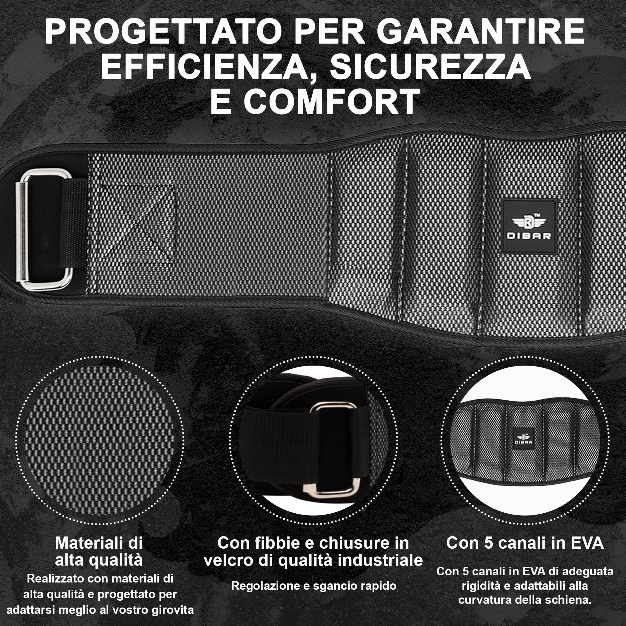 DIBAR Cintura Palestra uomo e donna. Cintura Powerlifting Bodybuilding. Aumenta l'intensità, la sicurezza e il comfort. Supporto lombare da sollevamento pesi
