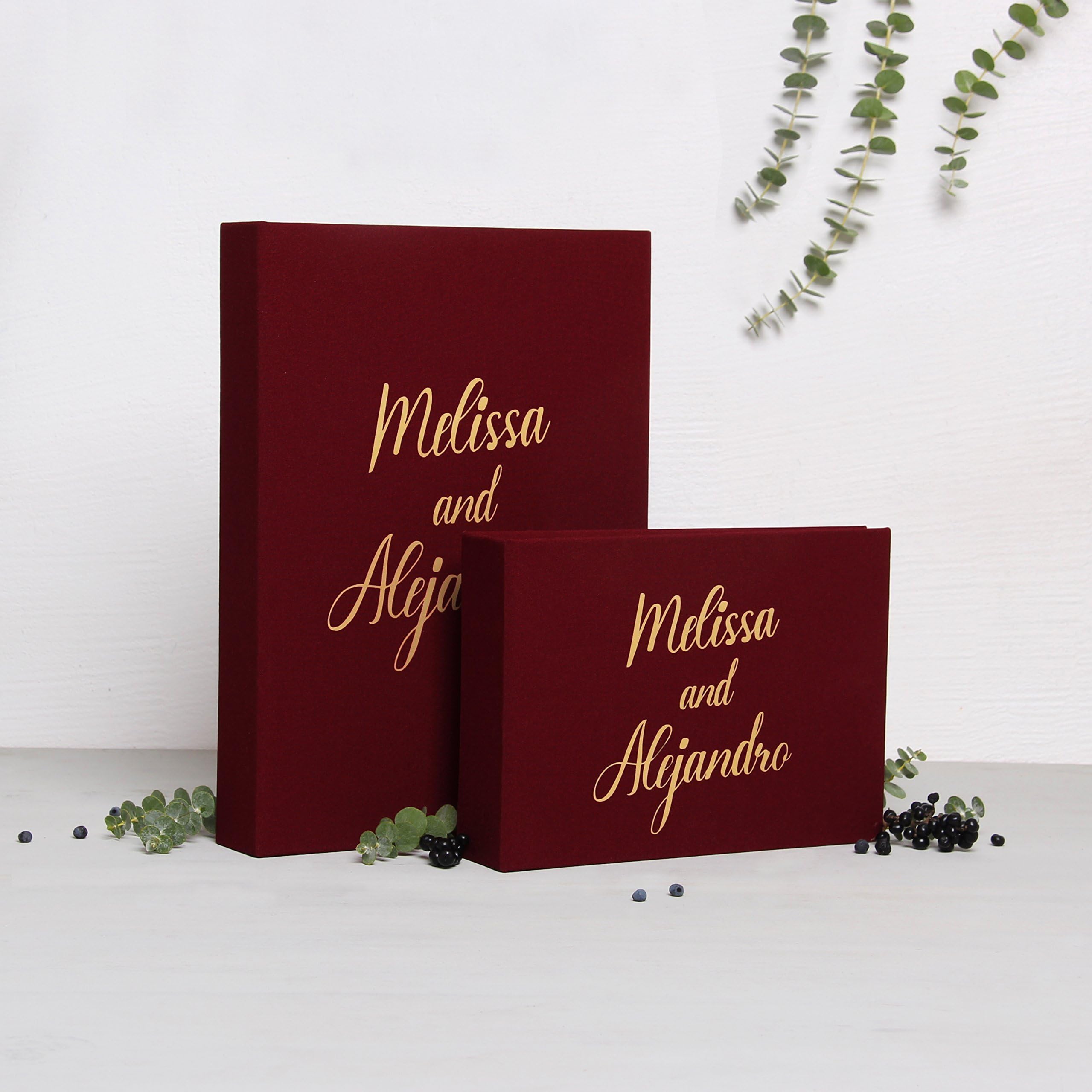 Marsala Gold Lettering Polaroid Guest Book Photo Album - by Liumy Albums