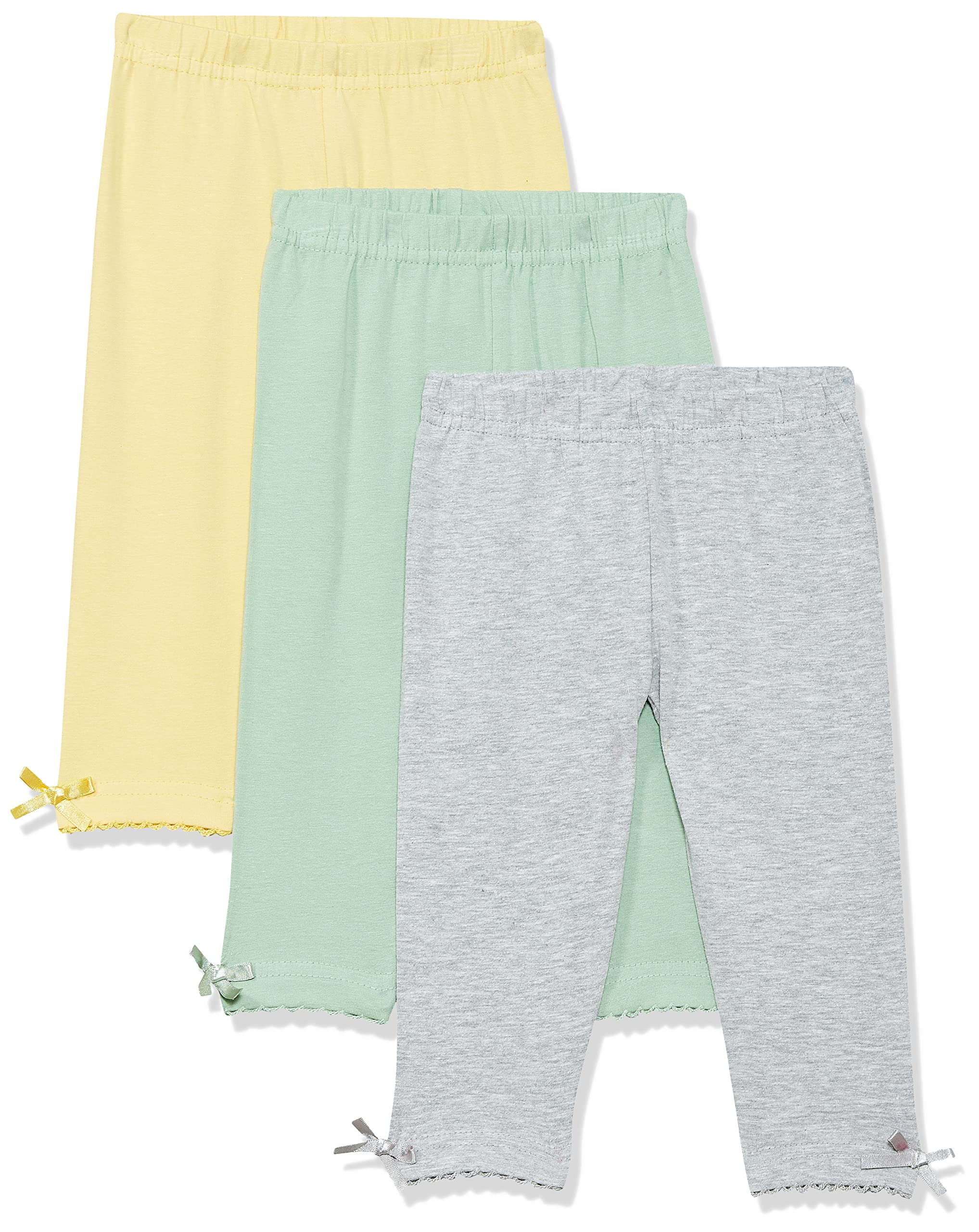 Girls Solid Leggings with Scalloped Hem - Pack of 3-image-35