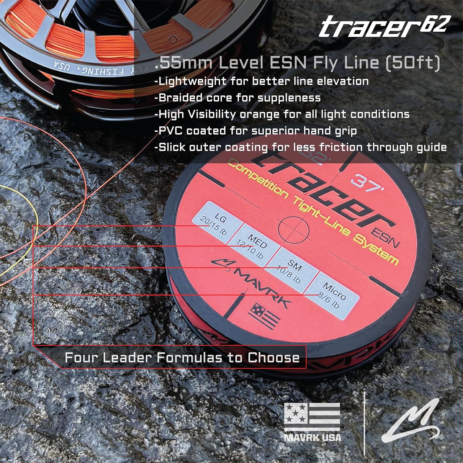 Mavrk USA Fly Fishing Line | Euro Nymph & Floating Lines | Level ESN Mono & Weight Forward Designs | High Visibility, Low Stretch, Freshwater Trout
