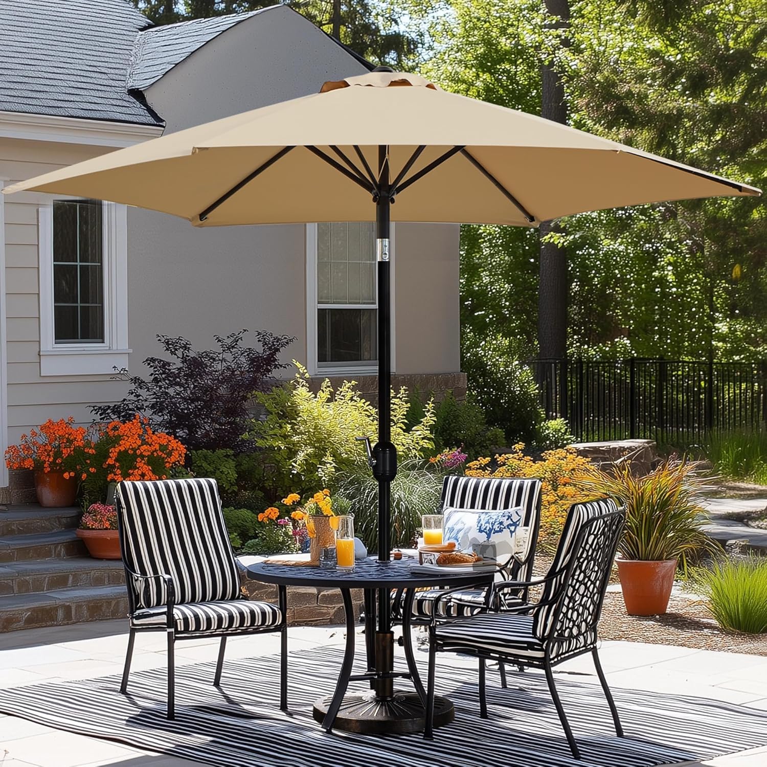 Yaheetech 9FT Outdoor Patio Umbrella, Outdoor Table Umbrella with Push Button Tilt and Crank, Yard Sun Shade, UV Protection Waterproof for Garden/Deck/Backyard/Pool