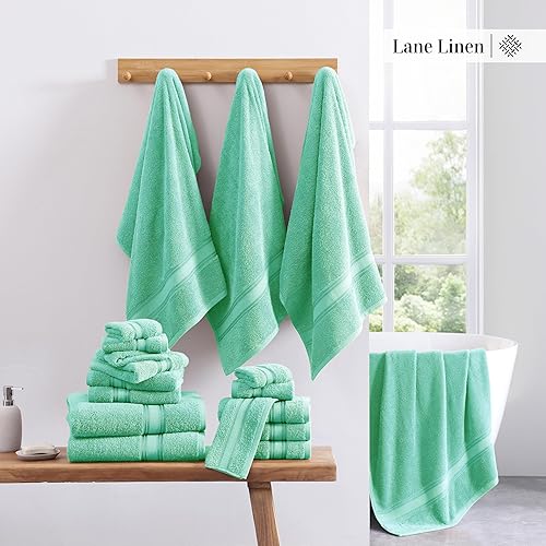 Vista 219 de LANE LINEN Juego de toallas de baño 100% algodón, 18 piezas, cero torsión, secado rápido, súper suaves y altamente absorbentes, 6 toallas de baño, 6