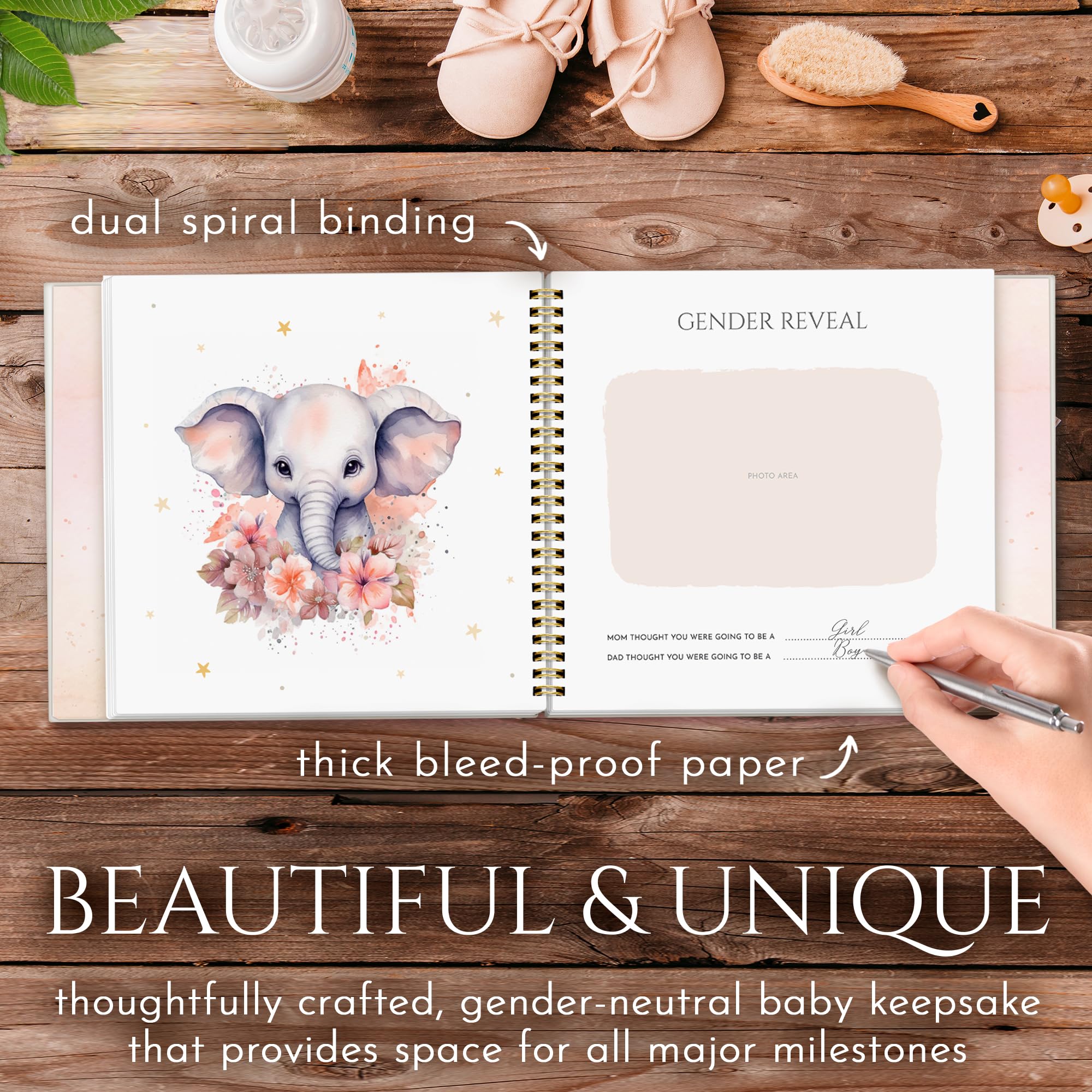 Erinnerungsbuch für Baby Junge Mädchen, erstes 5-jähriges Babybuch, Meilensteinbuch, das jedes bedeutende Ereignis von der Geburt bis zum Alter von 5 Jahren festhält, geschlechtsneutrales Tagebuch,
