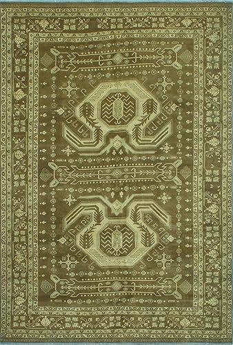 NOORI RUG - Alfombra Anass envejecida hecha a mano con decoloración por el sol - Marrón - Beige, 6 pies 0 pulgadas x 9 pies 3 pulgadas - Sala de