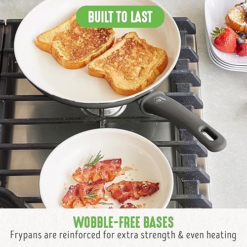 Miniatura 5 de GreenLife Juego de sartenes antiadherentes (7 y 10 pulgadas), sartenes de cerámica no tóxicas sin PFAS, aptas para lavavajillas y horno, sartenes