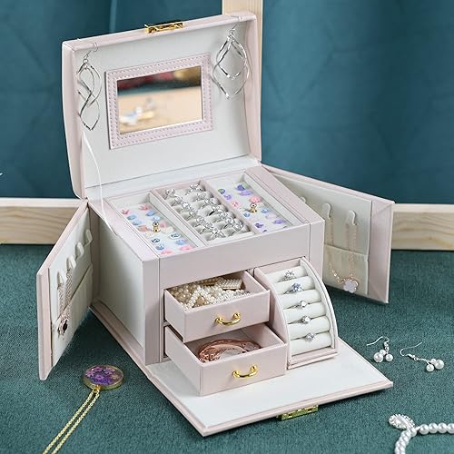 GDJMLai Caja organizadora de joyas para mujeres y niñas caja de joyería de terciopelo de 3 capas para anillos con cerradura organizador de aretes disponible en Yaxa Guatemala