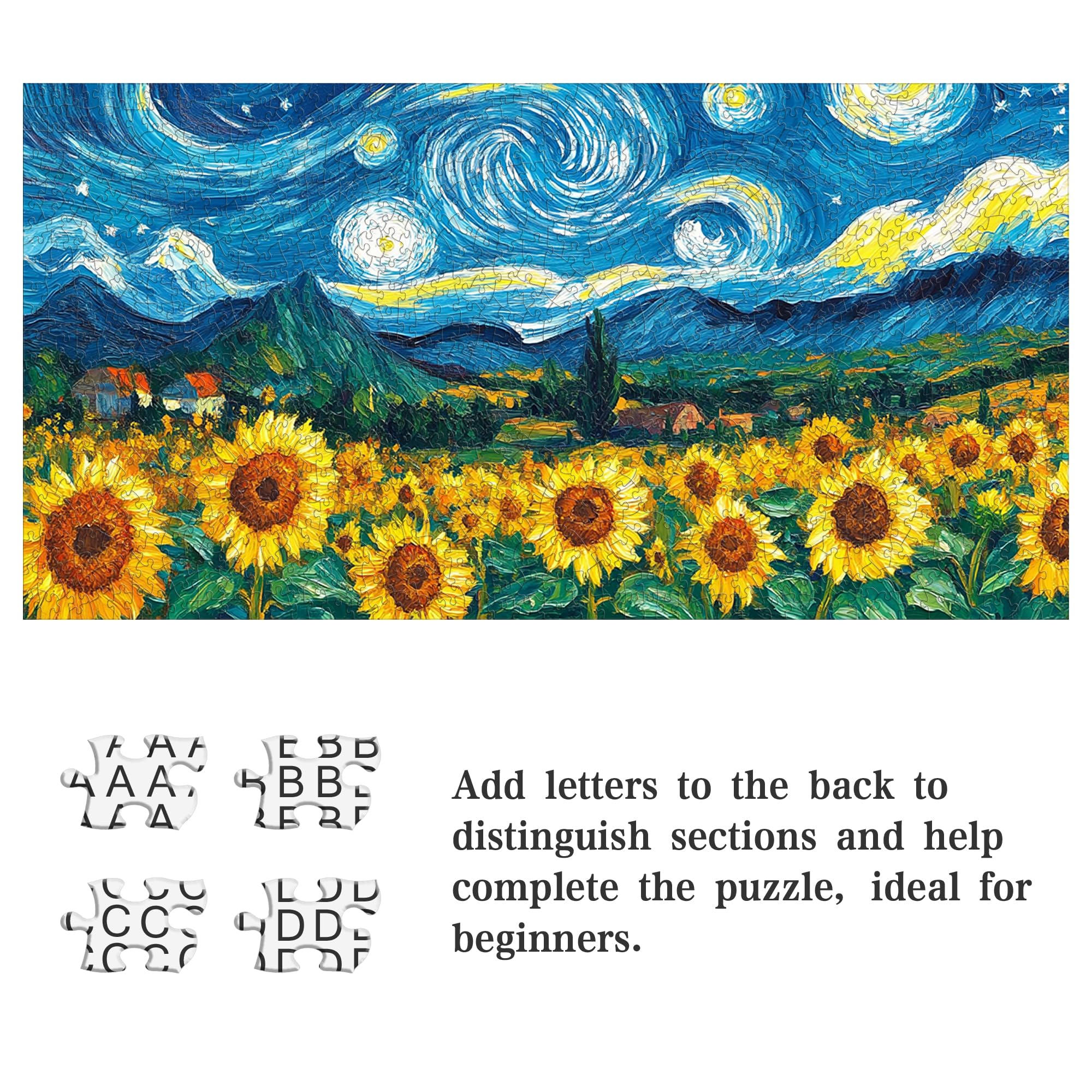 Ginfonr 1000 Piece Jigsaw Puzzles for Adults, SUNFLOWER SYMPHONY - Image 4