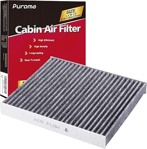 Puroma Paquete de 1 filtro de aire de cabina con carbón activado, repuesto para CP157, CF12157, Select Lexus, Mazda, Subaru y Toyota Avalon, Camry,