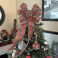 Vista 169 de Arco de corona de arpillera negra con alambre, 10 pulgadas de ancho, colas largas de 18 pulgadas, cinta de Navidad, decoración de puerta delantera