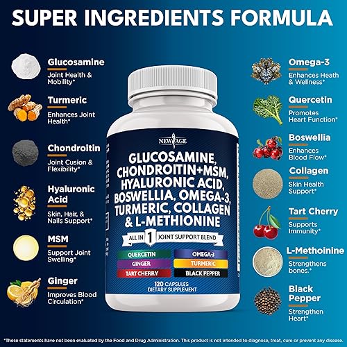 Miniatura 2 de Glucosamina Condroitina, MSM, Cúrcuma Curcumina, Colágeno, Ácido Hialurónico, Omega 3  Suplemento de Salud para Hombres y Mujeres  360 Unidades