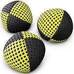 speevers Juggling Balls for Beginners and Professionals Set of 3, 14 Colors Available, 2 Layers of Net and Carry Case, Xballs Juggling Balls (Black - Yellow, 4.2 oz)